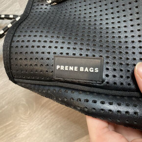 Prene Women's Black The Freddie Tote Bag Perforated Neoprene Roomy Scandi Boho - Picture 3 of 10